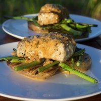 Smokey Barracuda with Seared Potatoes & a Palm Heart, Red Onion & Asparagus Salad