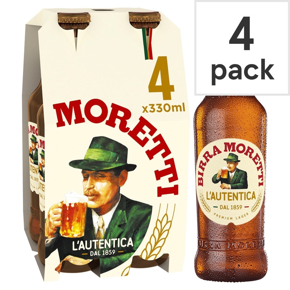 Birra Moretti Premium Lager Beer Bottle 4 x 330ml