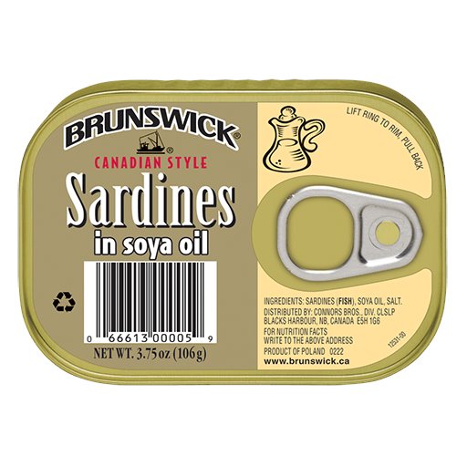 Brunswick Canadian Style Sardines In Soya Oil 106g