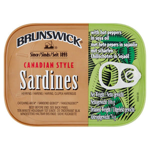 Brunswick Canadian Style Sardines With hot Pepper 106g