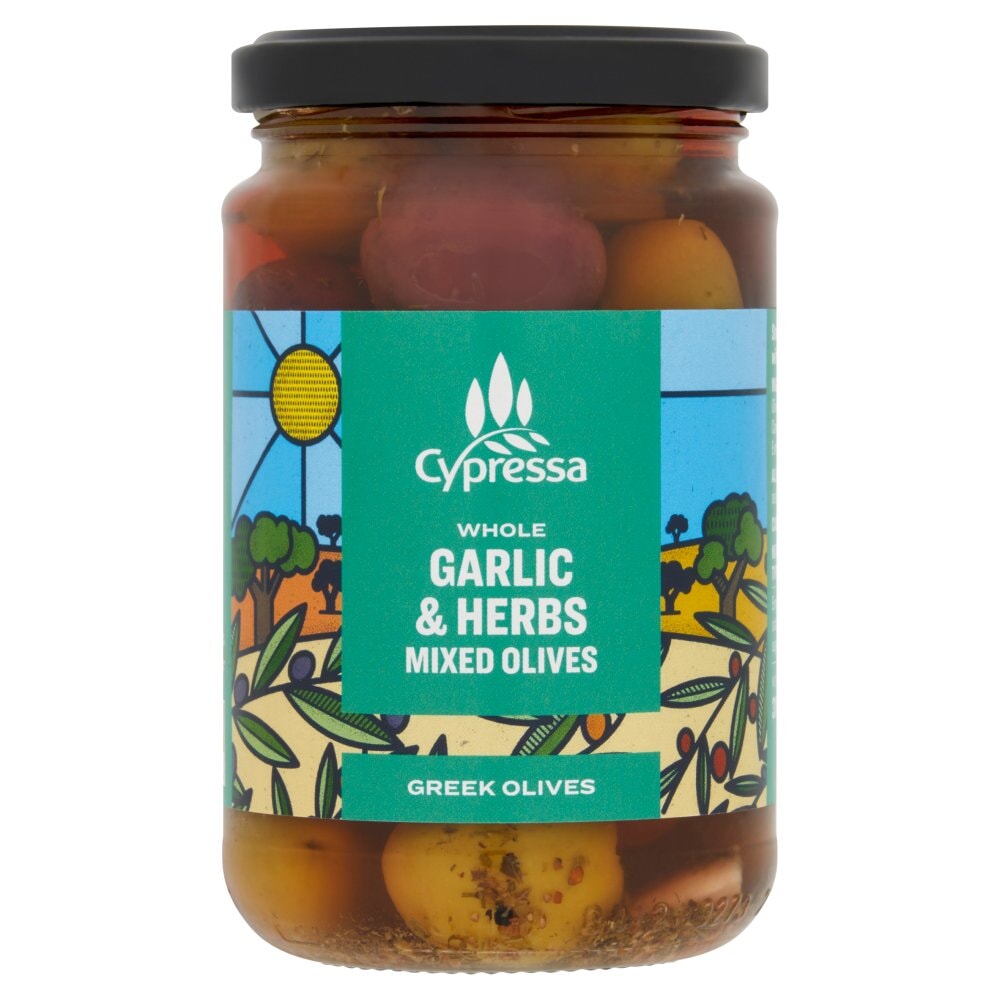 Cypressa Greek Mixed Olives With Garlic And Herbs 315g