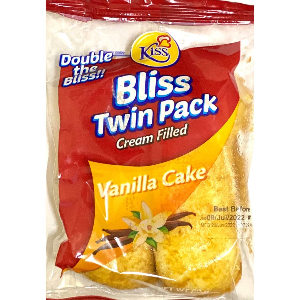 Kiss Bliss Twin Pack Cream Filled Vanilla Cake 60g
