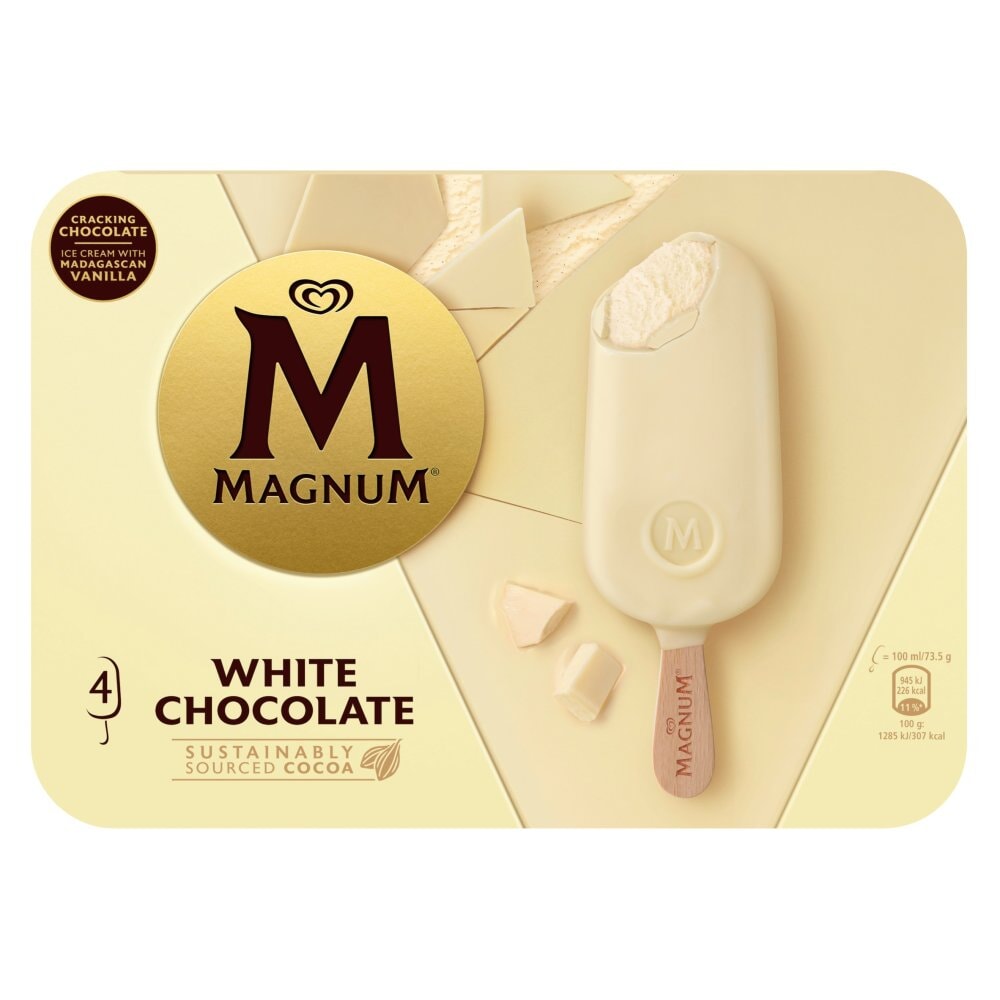 Magnum Ice Cream Sticks White Chocolate 4 x 100ml