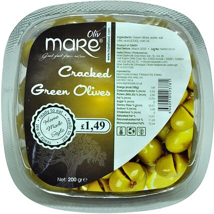 Mare Marinated Cracked Green Olives 200g