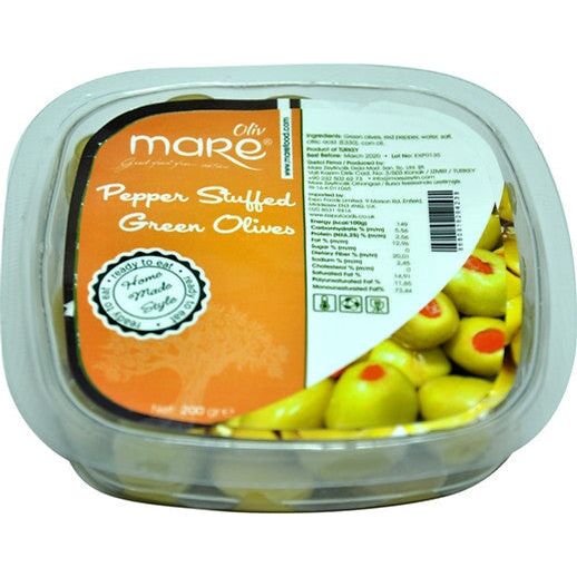Mare Pepper Stuffed Green Olives 200g