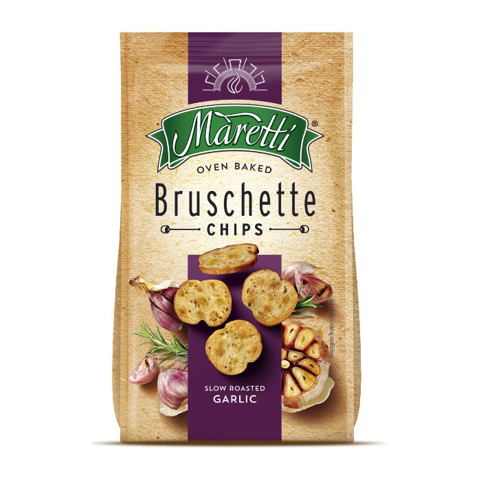 Maretti Bruschette Chips Slow Roasted Garlic Baked Bread 70g