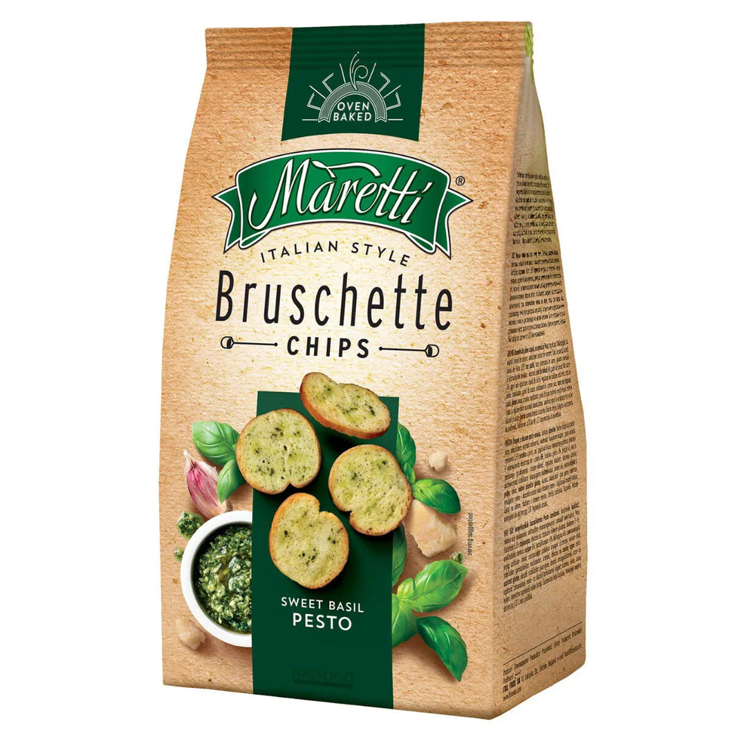 Maretti Bruschette Chips Sweet Basil Pesto Baked Bread 150g