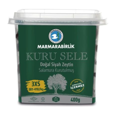 Marmarabirlik Kuru Sele Natural Black Olives Green 3XS Size 400g
