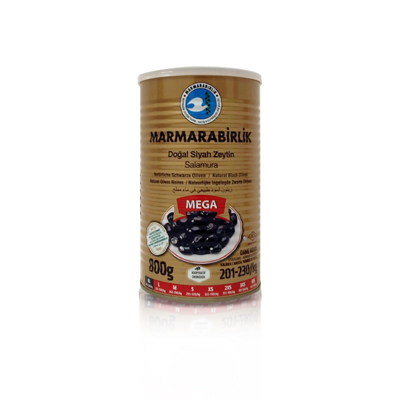 Marmarabirlik Natural Black Olives Mega XL 800g
