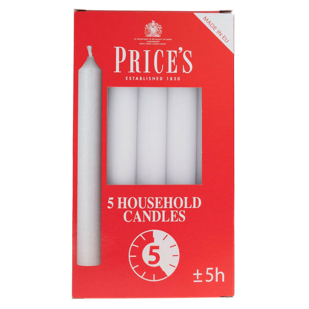 Price's White Household Candles Pack of 5