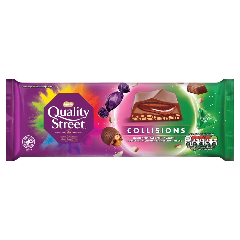 Quality Street Collisions Milk Chocolate Bar Caramel Hazelnut Crunchy 235g
