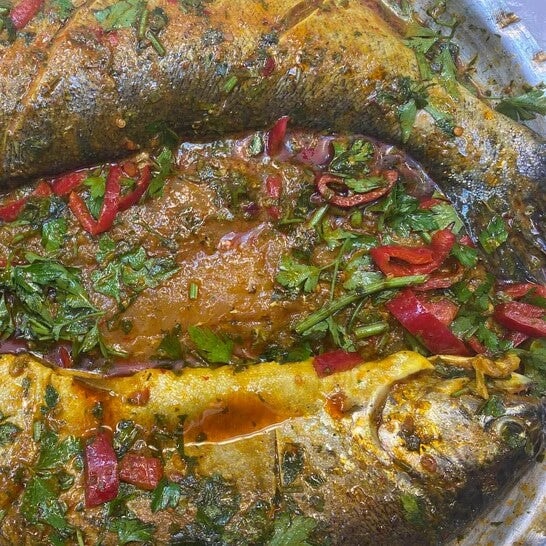 Rainbow Trout whole fish marinade in parsley garlic or chilli garlic 500g