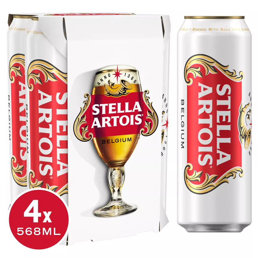 Stella Artois Belgium Premium Lager Beer 4 x 568ml