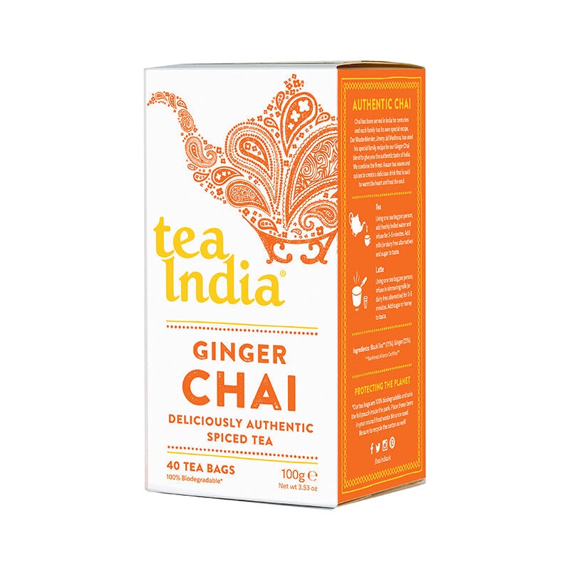 Tea India Ginger Chai 40 Tea Bags 100g