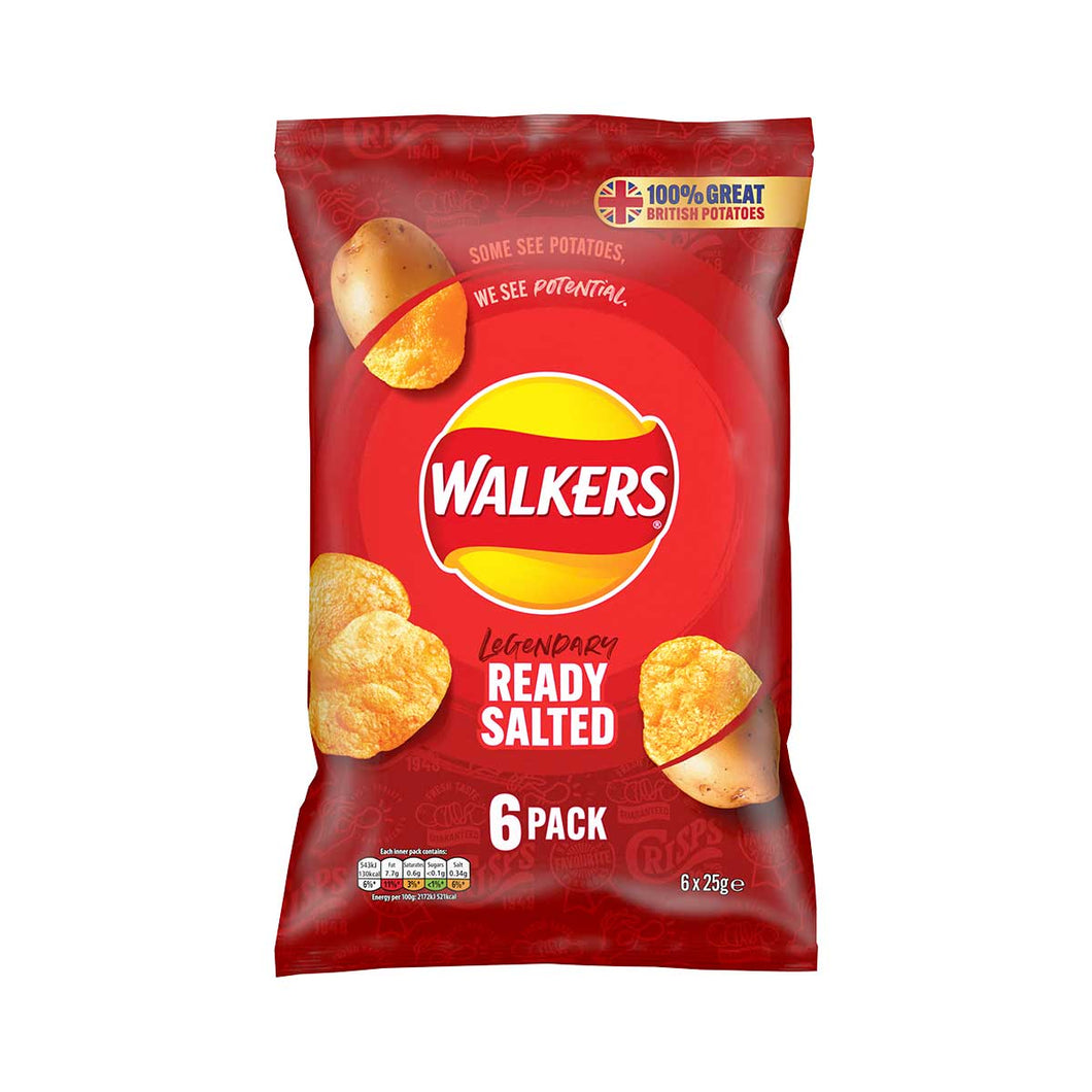 Walkers Legendary Ready Salted 6 × 25g