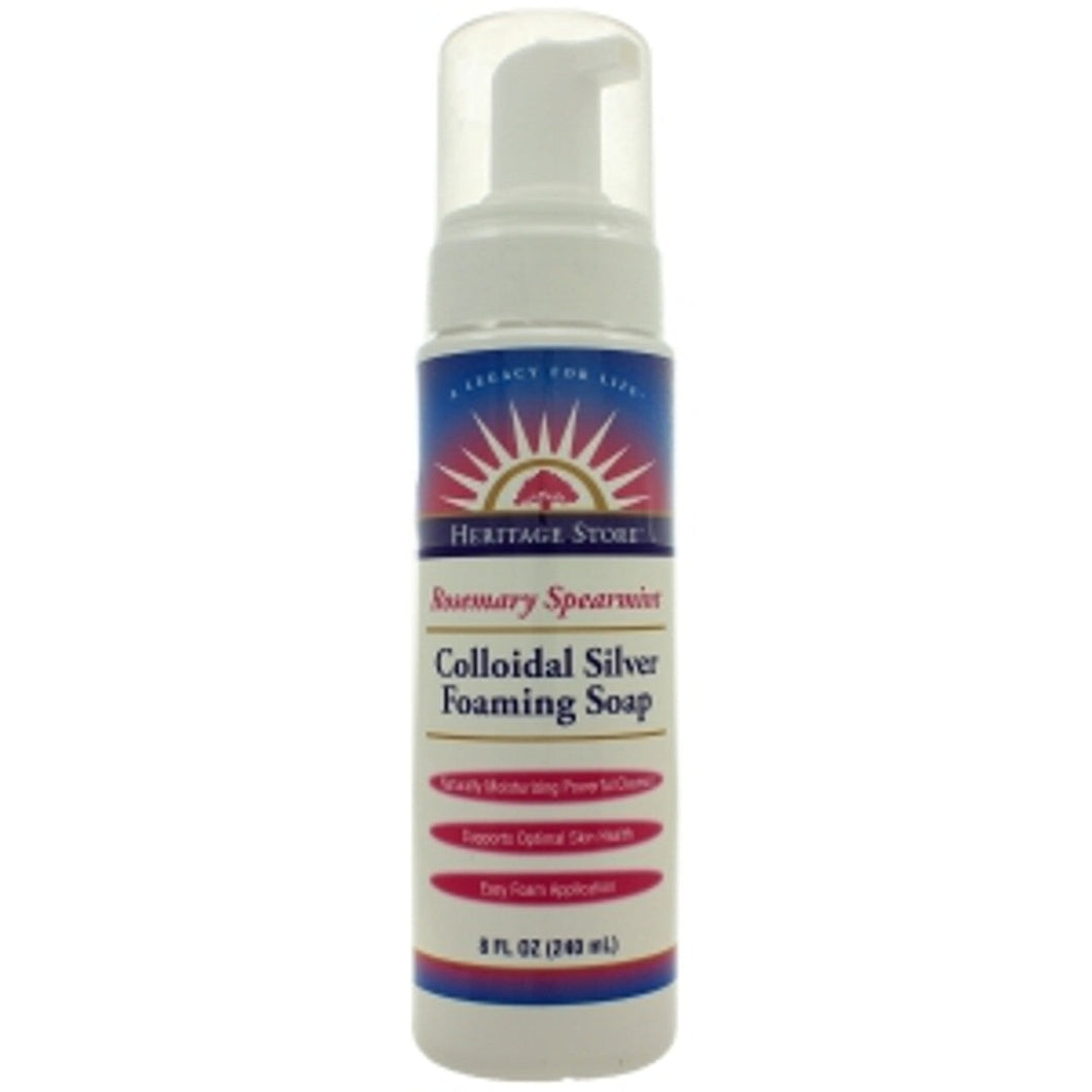 Colloidal Silver Foaming Soap By Heritage Store -Rosemary Spearmint 8oz (240ml)