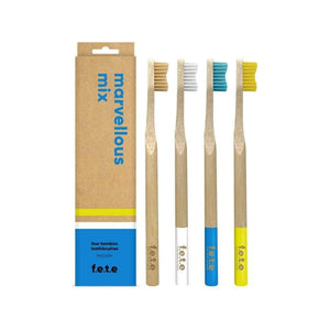 f.e.t.e Bamboo Toothbrush 4pk Medium-Marvellous Mix