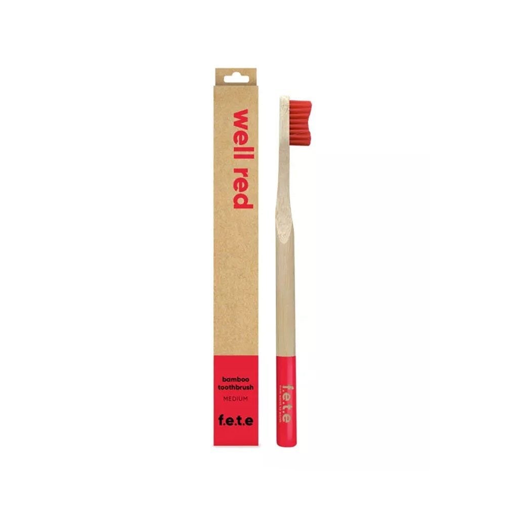 f.e.t.e from earth to earth Adult Bamboo Toothbrush - Red