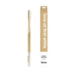 f.e.t.e from earth to earth Adult Bamboo Toothbrush - White