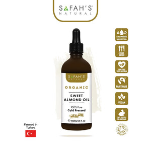 Safah’s Natural 100% Pure Sweet Almond Oil Cold Pressed Organic 100ml