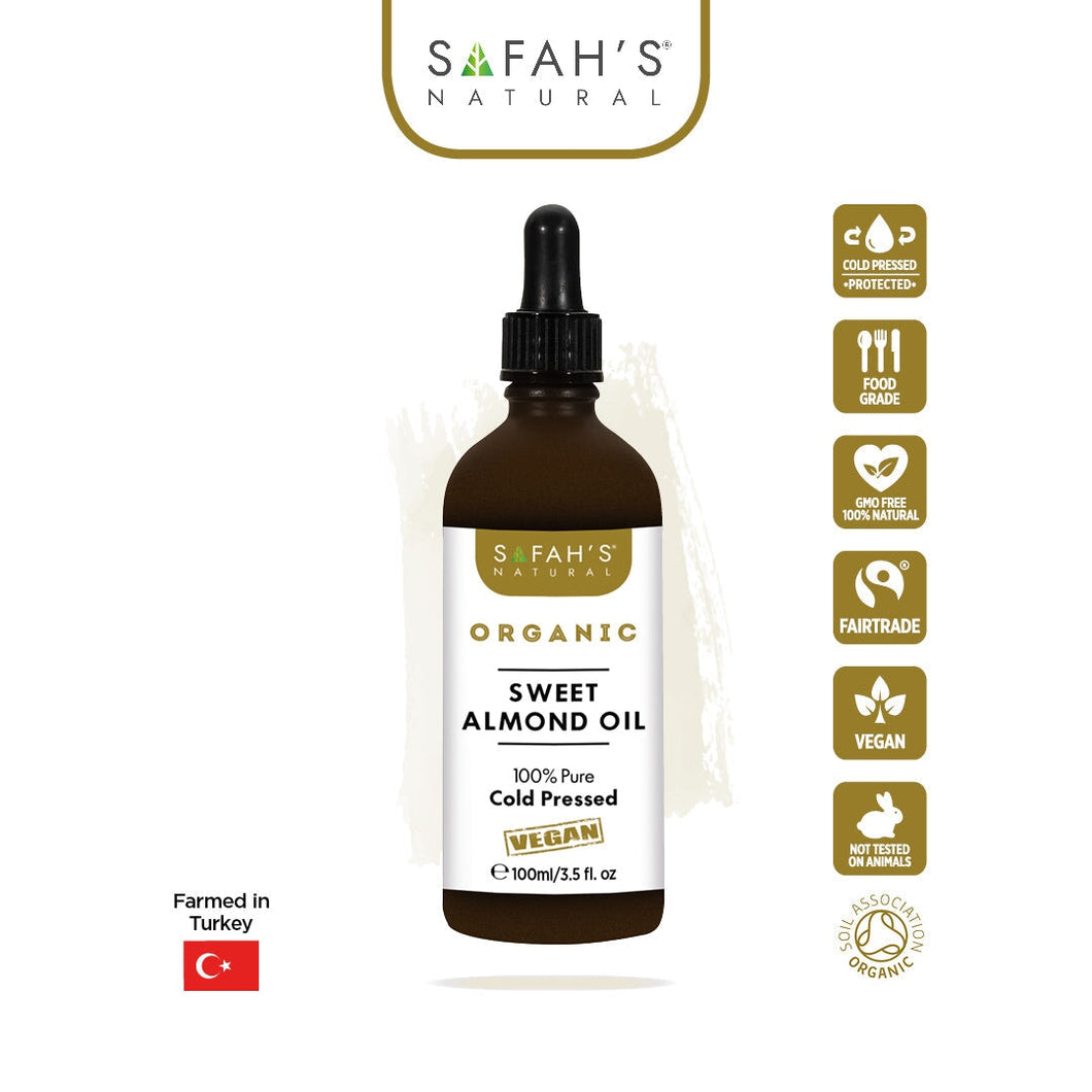 Safah’s Natural 100% Pure Sweet Almond Oil Cold Pressed Organic 100ml